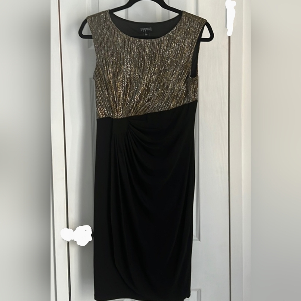 Enfocus Studio Black and Gold Midi Dress